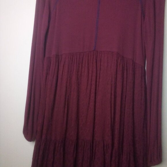 Threads & States Dress S Women Long Sleeve Turtle Neck Textured Red Maroon - Picture 12 of 16